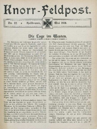 22.1918: Knorr-Feldpost