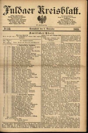 Erste Ausgabe vom Samstag, den 09. November 1895.