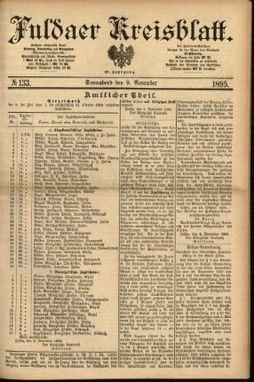 Erste Ausgabe vom Samstag, den 09. November 1895.