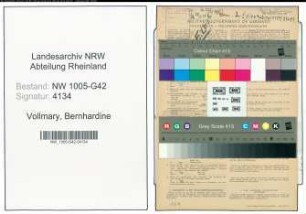 Entnazifizierung Bernhardine Vollmary , geb. 17.06.1893 (Fuersorgerin)