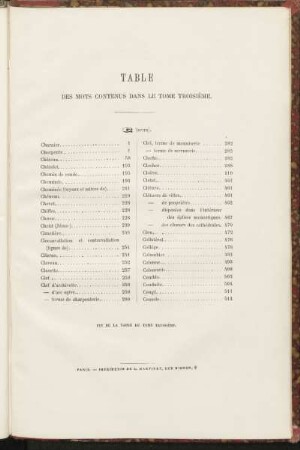 Table des mots contenus dans le tome troisiéme.