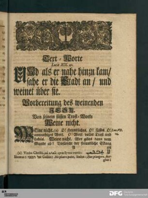 Vorbereitung des weinenden Jesu.