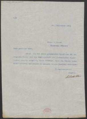 Brief an J. Quast : 29.09.1913