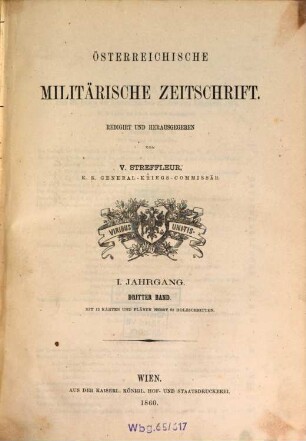 Österreichische militärische Zeitschrift. 1860, 3 = Jg. 1