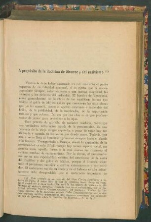 A propósito de la doctrina de Monroe y el nativismo