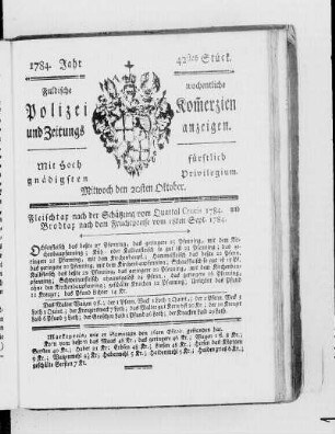 42tes Stück., Ausgabe vom 20. Oktober 1784