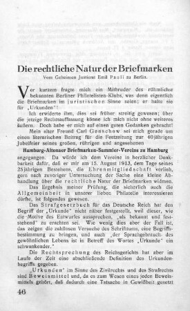 Die rechtliche Natur der Briefmarken