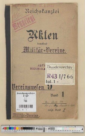 Militär-Vereine: Bd. 1