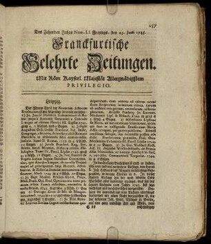 Num. LI. Freytags, den 25. Junii 1745 - Num. LX. Dienstags, den 27. Julii 1745