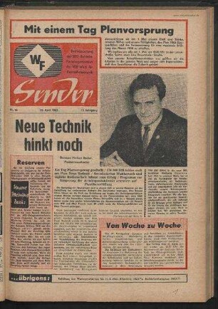 Betriebszeitung 'WF-Sender', Nr.16/1963 (25. April 1963)