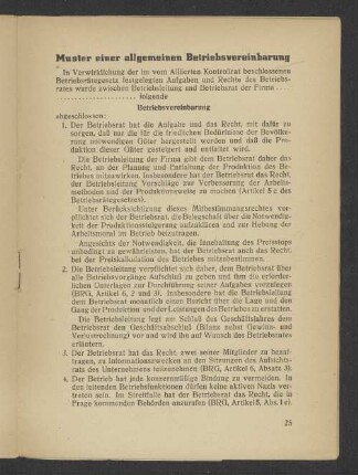 Muster einer allgemeinen Betriebsvereinbarung