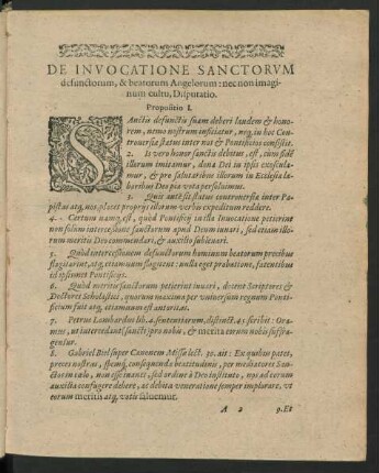 De Invocatione Sanctorum defunctorum, & beatorum Angelorum: nec non imaginum cultu, Disputatio.