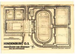 Spiel- und Sportanlagen Südstadt, Hindenburg: Freiflächen der Südstadt, Spiel- und Sportanlagen: Grundriss 1:250