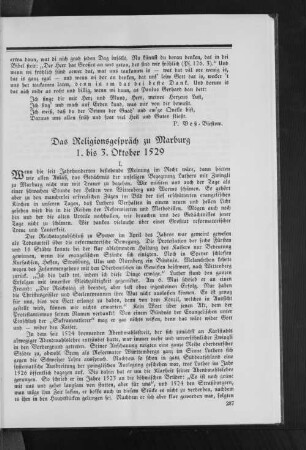 Das Religionsgespräch zu Marburg 1. bis 3. Oktober 1529
