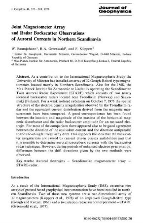 Joint magnetometer array and radar backscatter observations of auroral currents in Northern Scandinavia