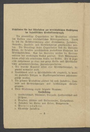 Richtlinien für das Rätesystem zur wirtschaftlichen Betätigung im sozialistischen Produktionsprozeß