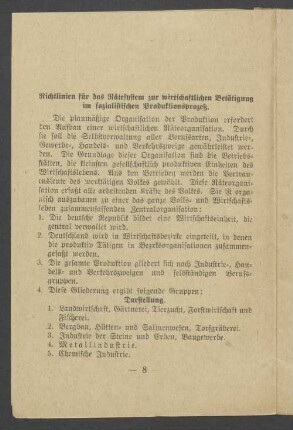 Richtlinien für das Rätesystem zur wirtschaftlichen Betätigung im sozialistischen Produktionsprozeß
