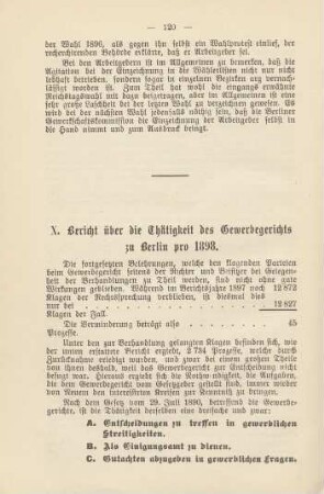 X. Bericht über die Thätigkeit des Gewerbegerichts zu Berlin pro 1898.