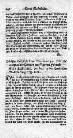 Biblische Geschichte Alten Testaments zum Unterricht taubstummer Personen.