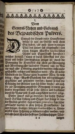 Vom General-Nutzen und Gebrauch des Bezoardischen Pulvers.