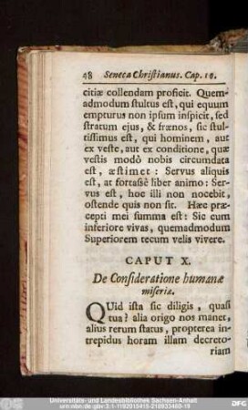 Caput X. De Consideratione humanae miseriae.