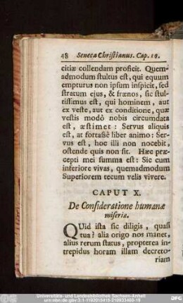 Caput X. De Consideratione humanae miseriae.