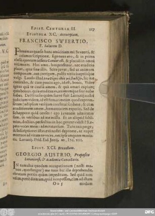 Epist. XCI. Bruxellam. Georgio Austrio, Praeposito Lovaniensi, & Academiae Cancellario.