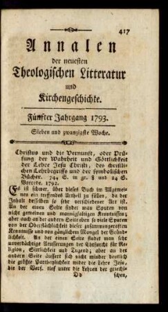 Sieben und zwanzigste Woche