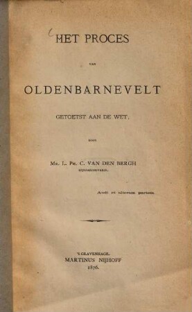 Het proces van Oldenbarnevelt getoetst aan de wet