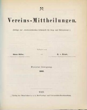 Oesterreichische Zeitschrift für Berg- und Hüttenwesen. Vereins-Mittheilungen. 9. 1890