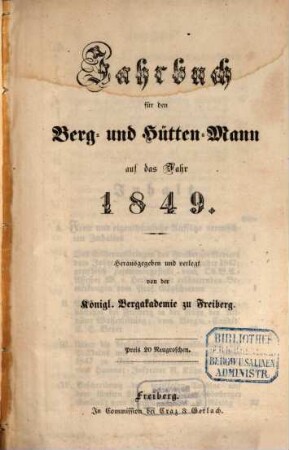 Jahrbuch für den Berg- und Hüttenmann, 1849