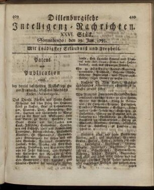 XXVI. Stück. Sonnabends: den 29. Jun. 1793.