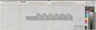 Münster (Münster) Strafanstalt Heizwerk und Werkstättengebäude Nordansicht 1963 1 : 100 29 x 93 Pause Staatshochbauamt Münster Regierung Münster Nr. 34026