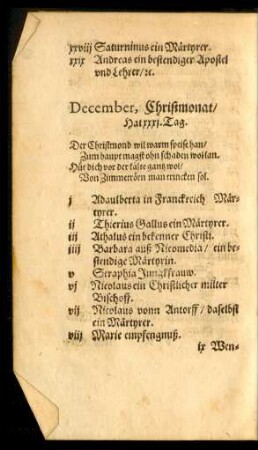 December, Christmonat/ Hat xxxi. Tag.