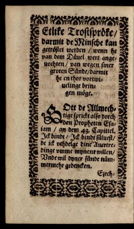 Etlike Trostspröke/ darmit de Minsche kan getröstet werden ...