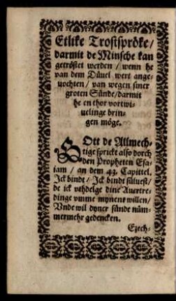 Etlike Trostspröke/ darmit de Minsche kan getröstet werden ...