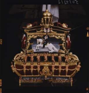 Vollmodell der zweideckigen brandenburgischen Fregatte "Friedrich Wilhelm zu Pferde", 1680, Maßstab 1:50, Detailansicht