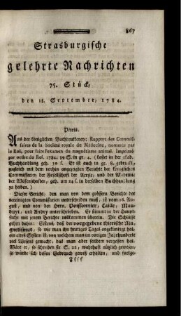 75. Stück, den 18. September, 1784.