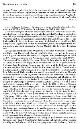 Espagne, Michel :: Bordeaux - Baltique, la présence culturelle allemande à Bordeaux aux XVIIIe et XIXe siècles : Paris, Editions du CNRS, 1991