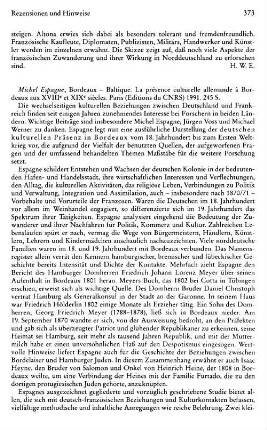 Espagne, Michel :: Bordeaux - Baltique, la présence culturelle allemande à Bordeaux aux XVIIIe et XIXe siècles : Paris, Editions du CNRS, 1991