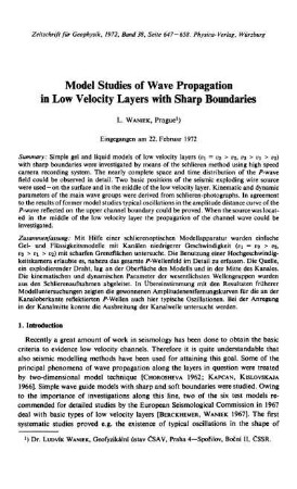 Model studies of wave propagation in low velocity layers with sharp boundaries