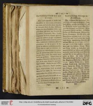 Ratification du Roi de France