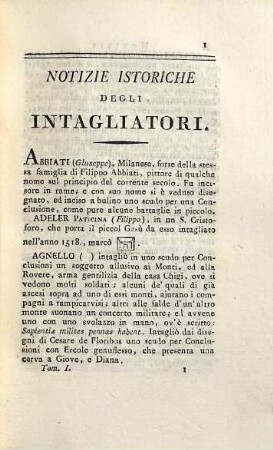 Notizie istoriche degli intagliatiori, 1