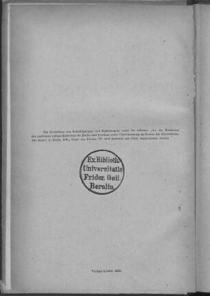Stempel: Ex Biblioth. Universitatis Frider. Guil. Berolin