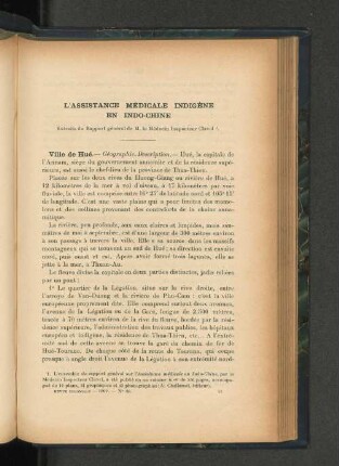 L'assistance medicale indigene en Indo-Chine