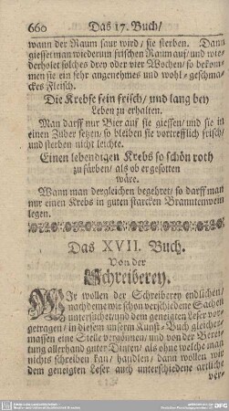 Das XVII. Buch. Von der Schreiberey.