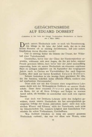 Gedächtnisrede auf Eduard Dobbert
