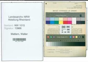 Entnazifizierung Walter Mattern , geb. 26.12.1894 (Polizeimeister)