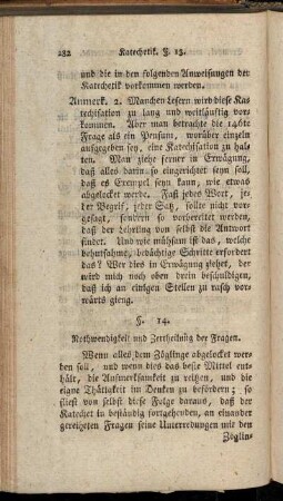 §. 14. Nothwendigkeit und Zertheilung der Fragen.