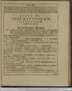 Liber VII. Inscriptionum Lipsiensium Deperditarum